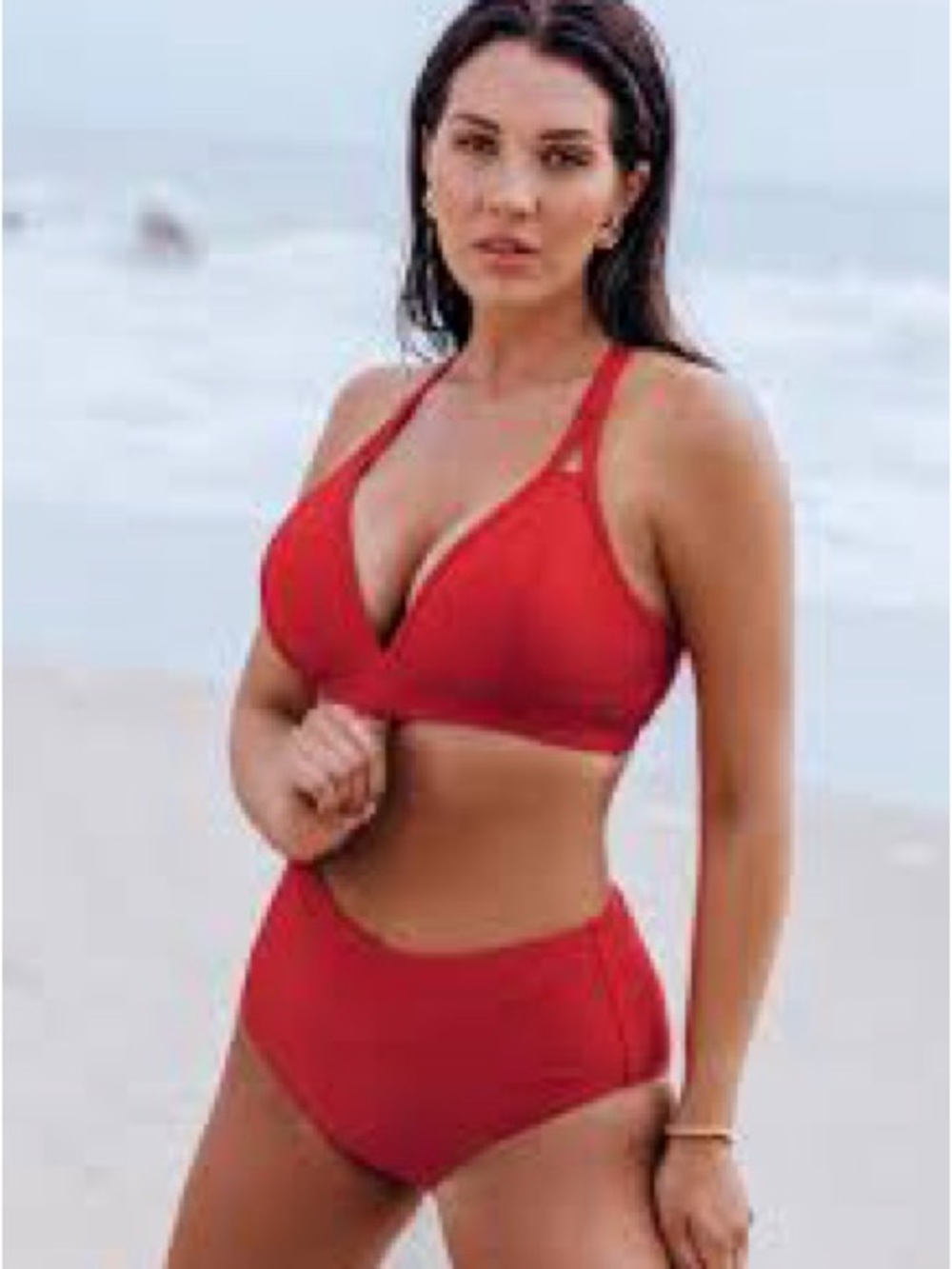 Cupshe Red Bikini Set XL Top L Bottoms D/DD Bust Support NWT